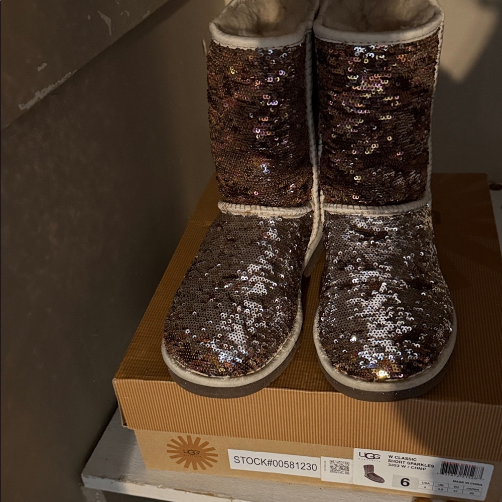 UGG Sparkling Sequin Boots in Brown and Silver